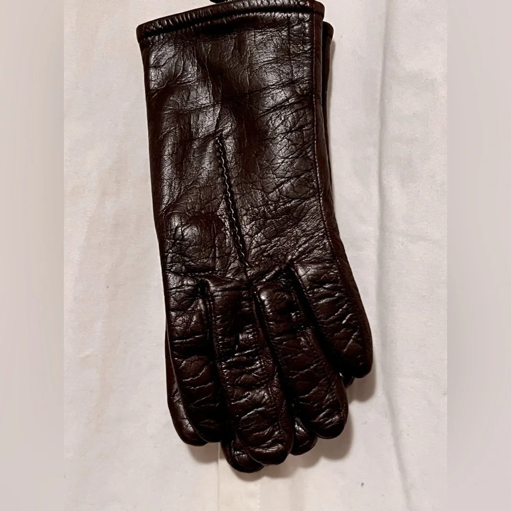 Fownes Dark Brown Leather Gloves Womens Sz 8 Super‎ Soft